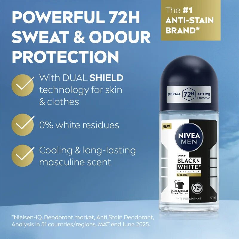 Nivea MEN Black & White Epic Night рол- он против изпотяване 72 ч. 50 мл.