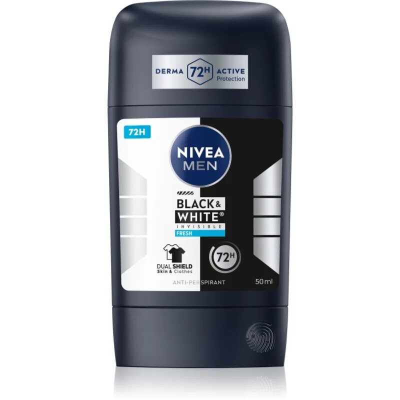 Nivea MEN Black & White Invisible Fresh твърд антиперспирант за мъже 50 мл.
