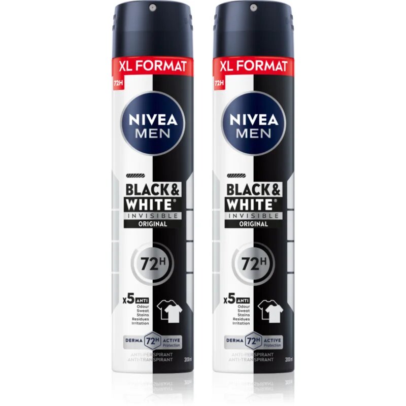 Nivea MEN Black & White Invisible Original антиперспирант-спрей изгодна опаковка