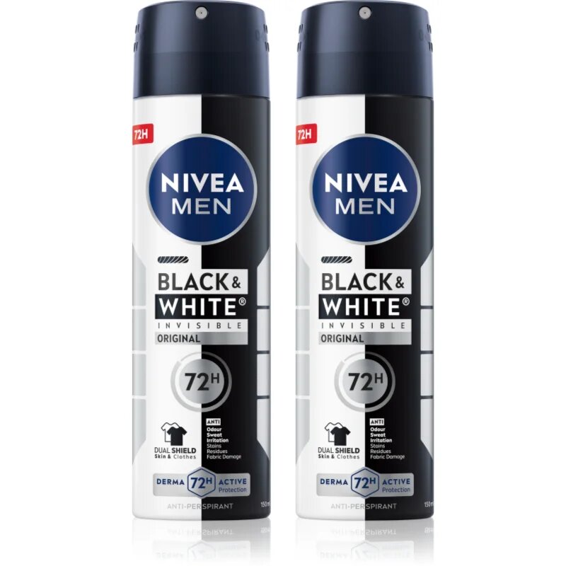 Nivea MEN Black & White Invisible Original антиперспирант-спрей изгодна опаковка