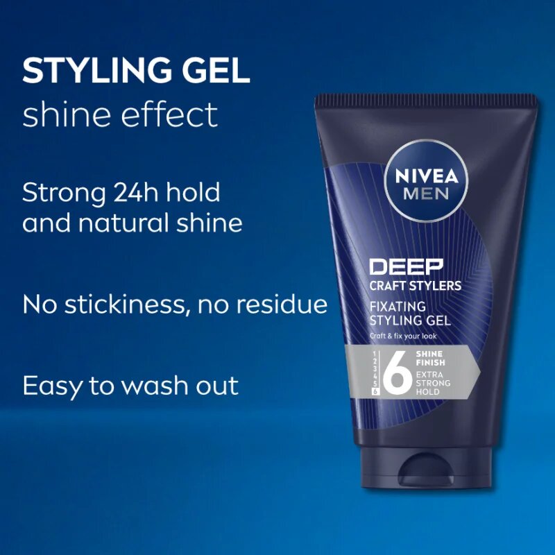 Nivea MEN Craft Stylers стилизиращ гел за гладка и блестяща коса 150 мл.