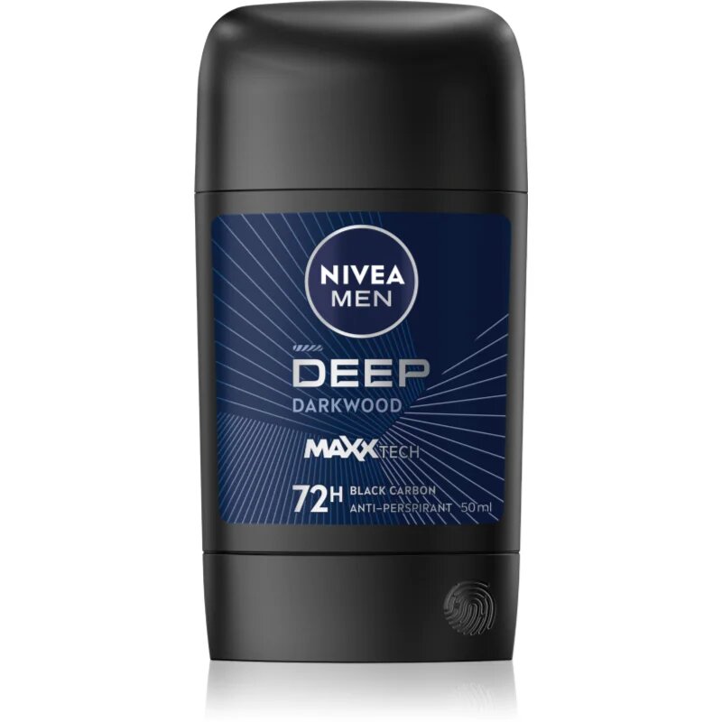Nivea MEN Deep твърд антиперспирант за мъже Black Carbon Dark Wood 50 мл.
