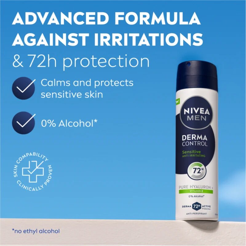 Nivea MEN Derma Control Sensitive антиперспирант-спрей за чувствителна кожа 150 мл.