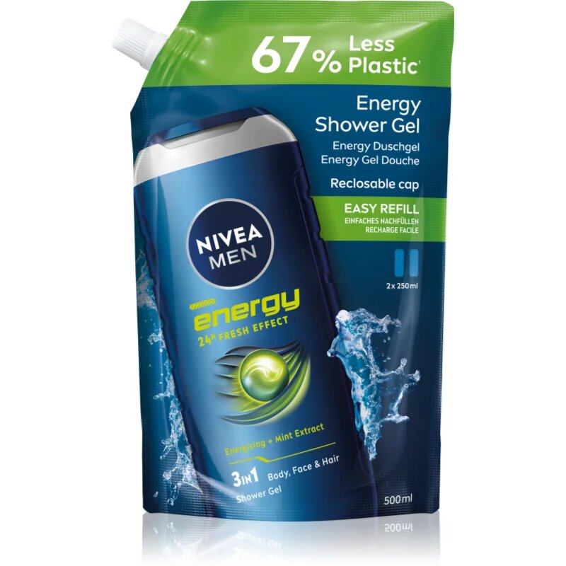 Nivea MEN Energy душ-гел за мъже пълнител 500 мл.