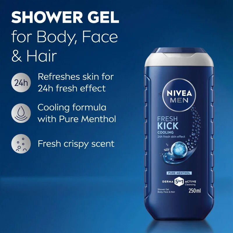 Nivea MEN Fresh Kick душ гел за мъже 250 мл.