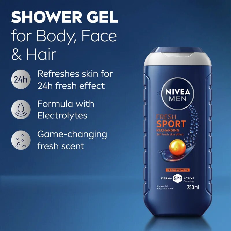 Nivea MEN Fresh Sport душ гел с минерали за мъже 250 мл.