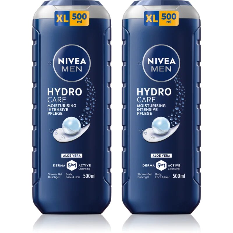 Nivea MEN Hydrocare душ-гел за лице тяло и коса изгодна опаковка 2 x 500 ml