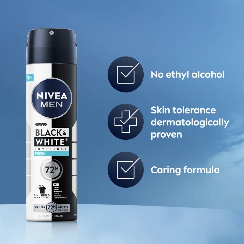 Nivea Men Invisible Black & White антиперспирант-спрей Fresh 150 мл.