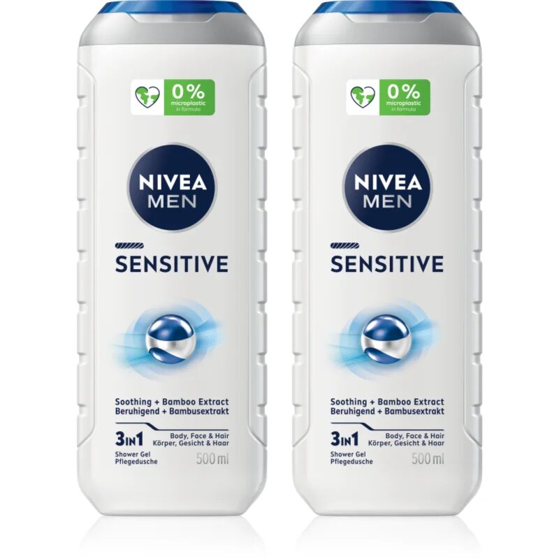 Nivea MEN Sensitive душ гел за тяло и коса изгодна опаковка