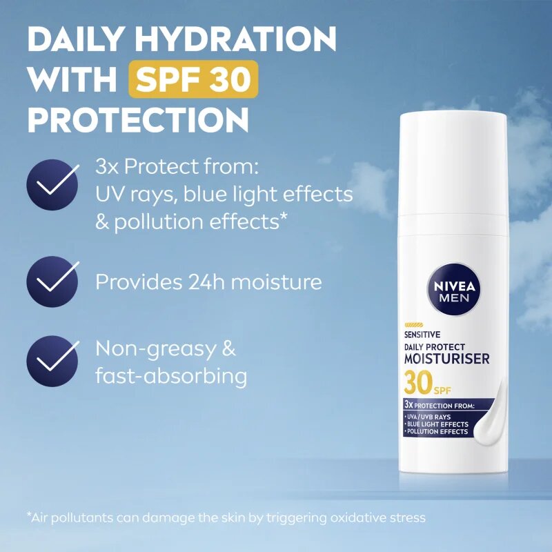 Nivea MEN Sensitive хидратиращ дневен крем SPF 30 50 мл.
