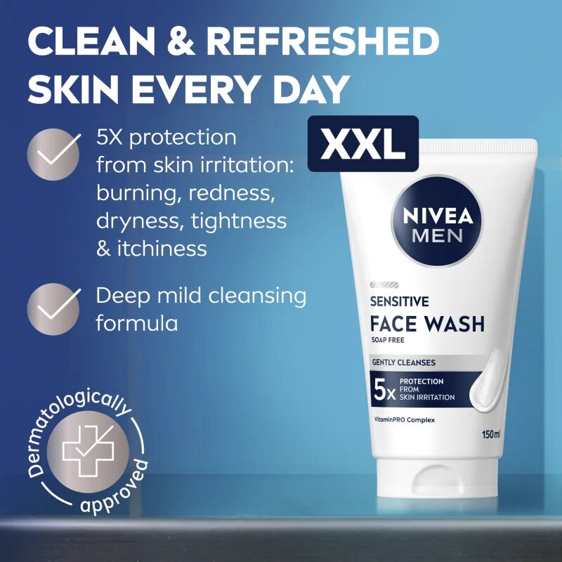 Nivea MEN Sensitive почистващ гел за чувствителна кожа на лицето 150 мл.