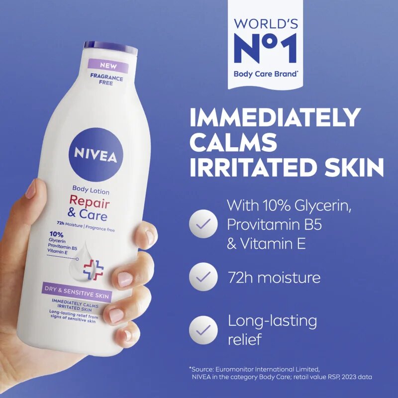 Nivea Repair & Care Sensitive успокояващ лосион за тяло за суха и чувствителна кожа 400 мл.