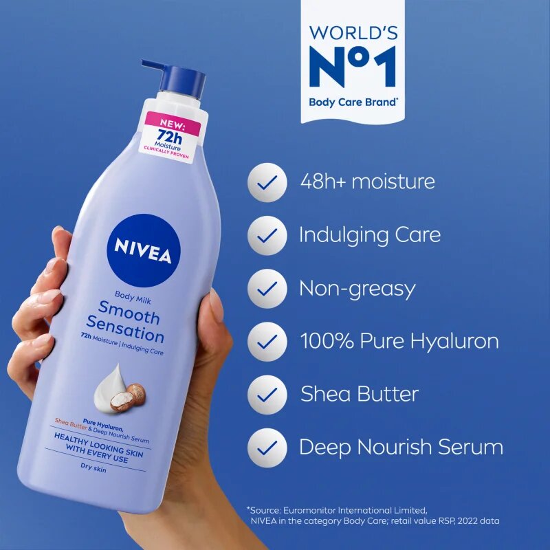 Nivea Smooth Sensation хидратиращо мляко за тяло за суха кожа 625 мл.