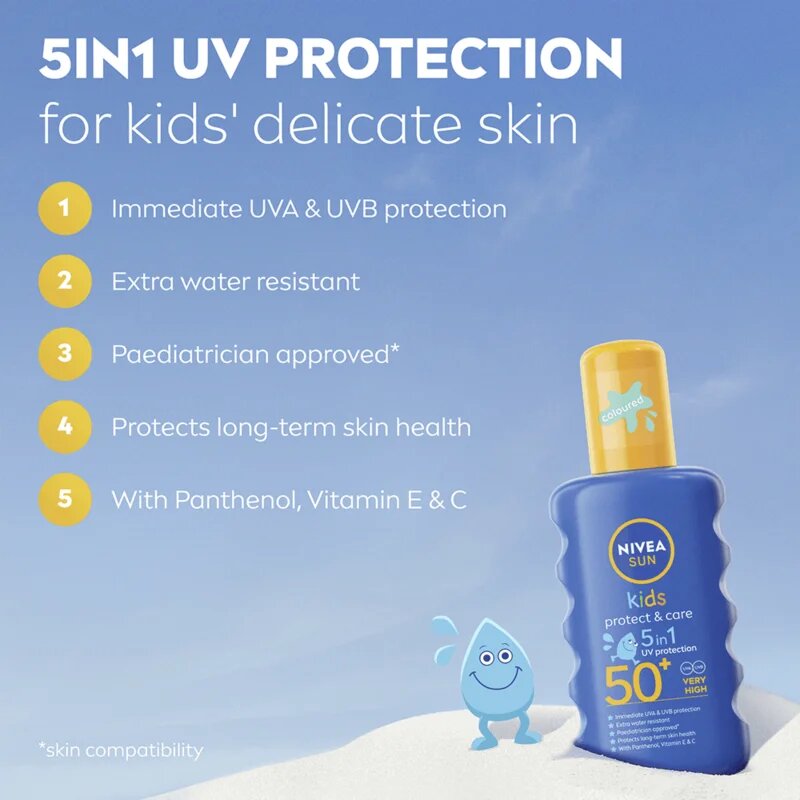 Nivea SUN Kids детски слънцезащитен цветен спрей SPF 50+ 200 мл.
