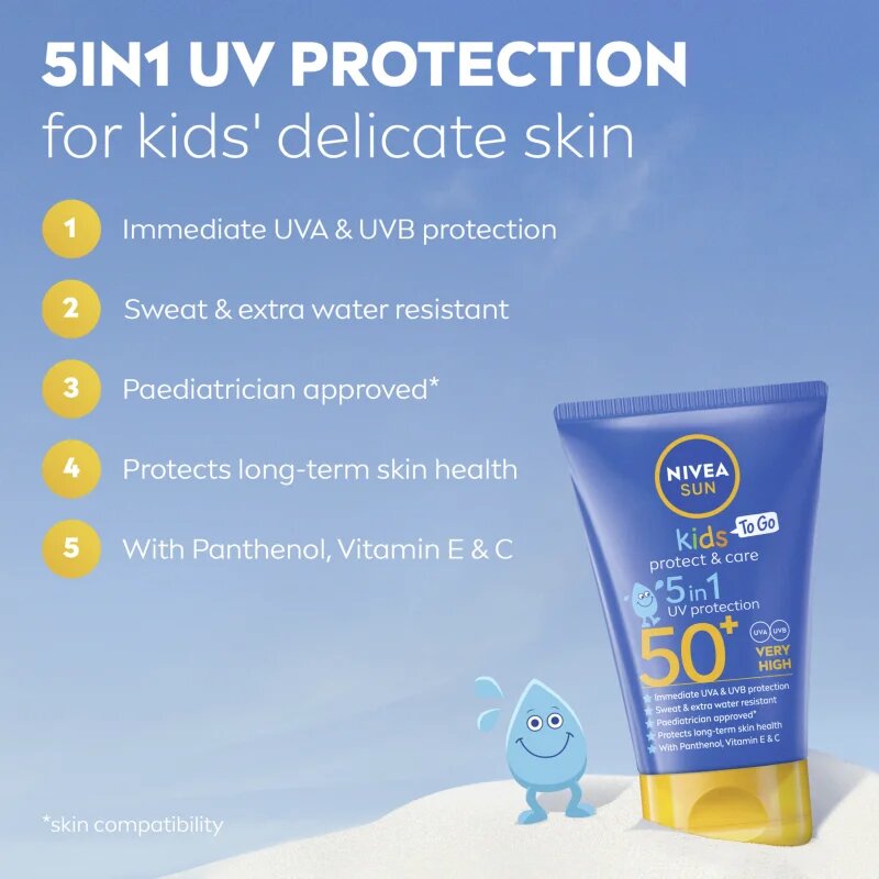 Nivea SUN Kids детско мляко за тен 5 в 1 SPF 50+ 50 мл.
