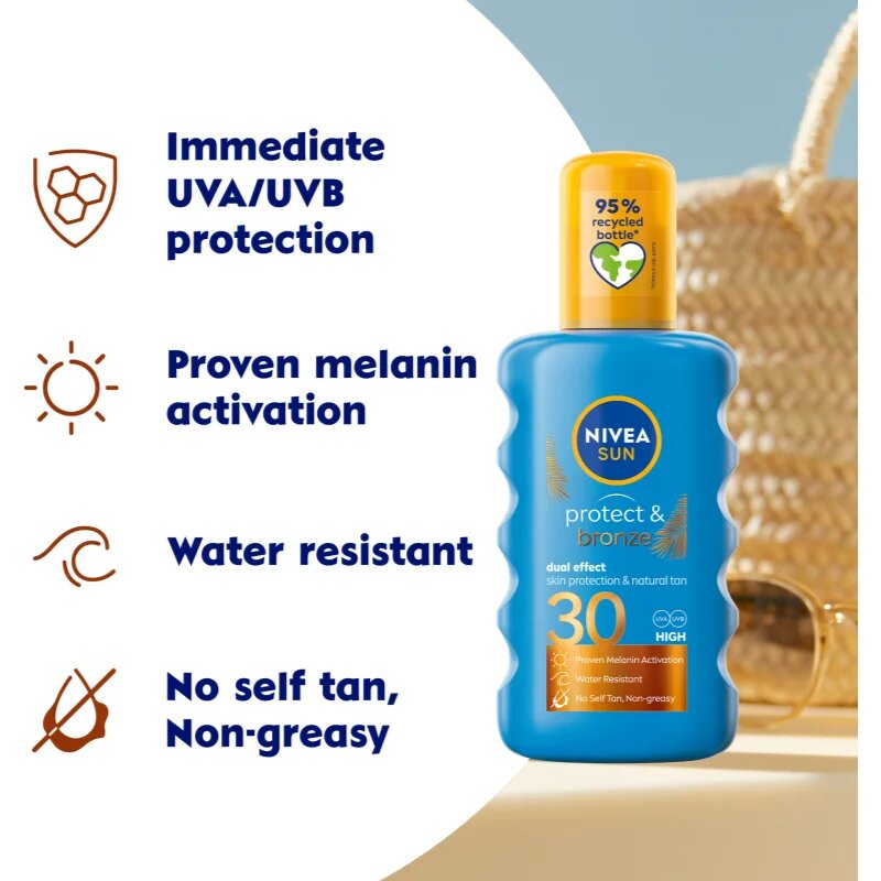 Nivea SUN Protect & Bronze интензивен слънцезащитен спрей SPF 30 200 мл.