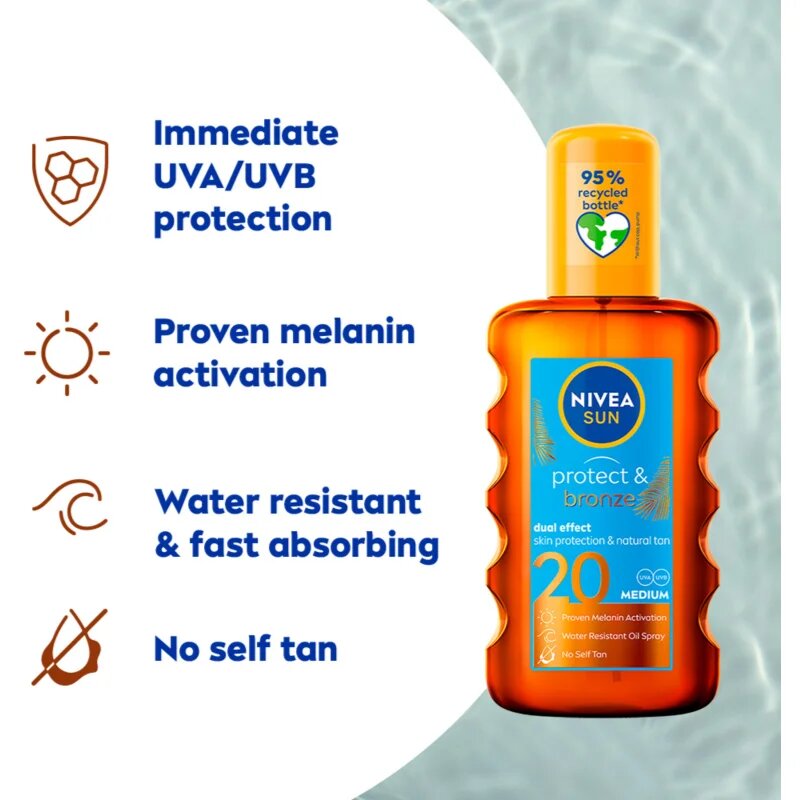 Nivea SUN Protect & Bronze олио за слънце SPF 20 200 мл.