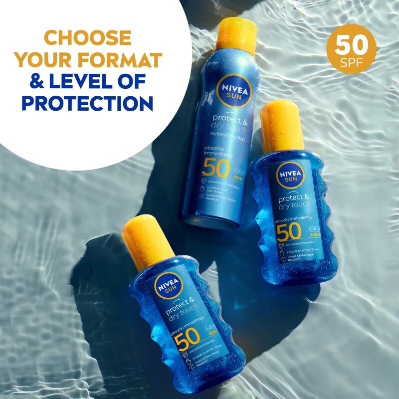 Nivea SUN Protect & Dry Touch невидим спрей за тен SPF 50 200 мл.