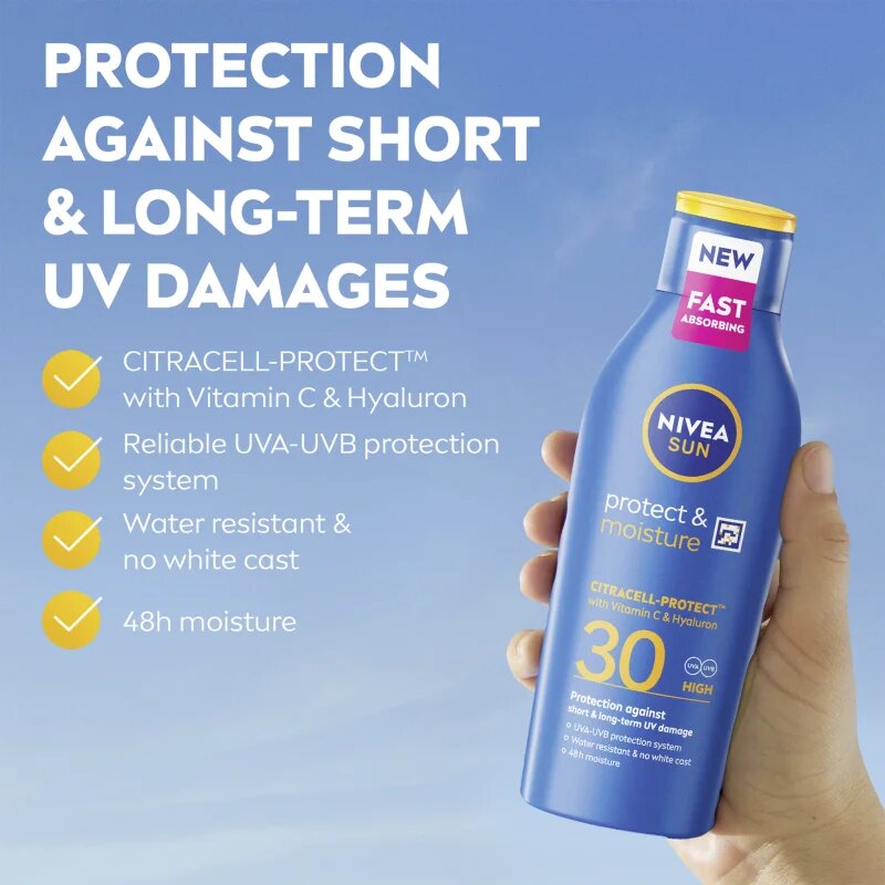 Nivea SUN Protect & Moisture хидратиращо мляко за тен SPF 30 400 мл.