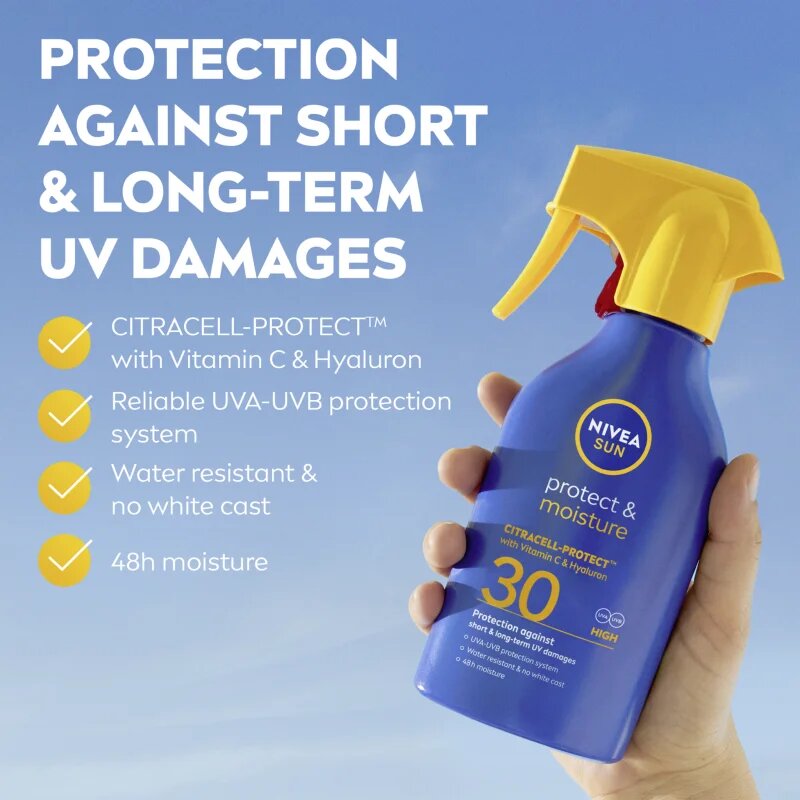 Nivea SUN Protect & Moisture слънцезащитен хидратиращ спрей SPF 30 270 мл.