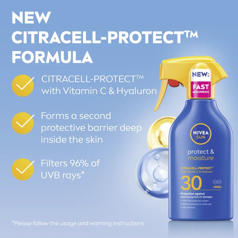 Nivea SUN Protect & Moisture слънцезащитен хидратиращ спрей SPF 30 270 мл.
