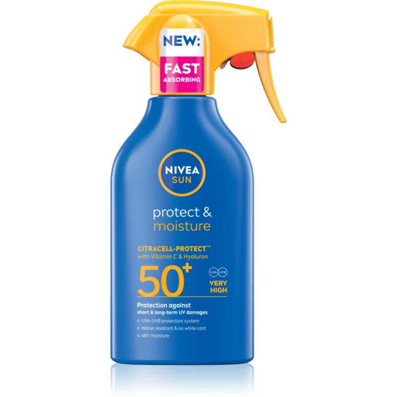 Nivea SUN Protect & Moisture слънцезащитен хидратиращ спрей SPF 50+ 250 мл.