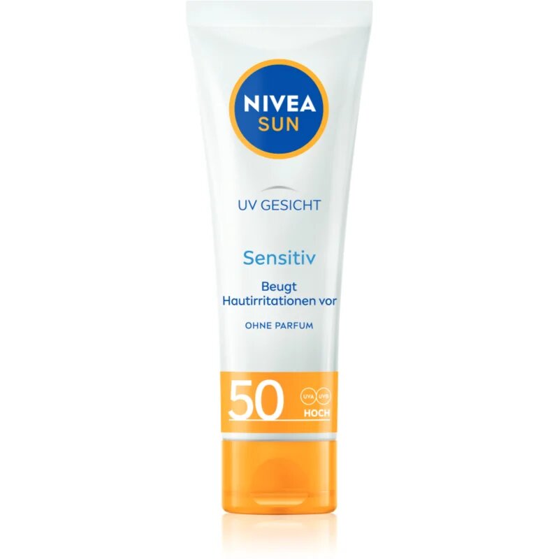 Nivea SUN Sensitive защитен крем за лице за чувствителна кожа на лицето SPF 50 50 мл.