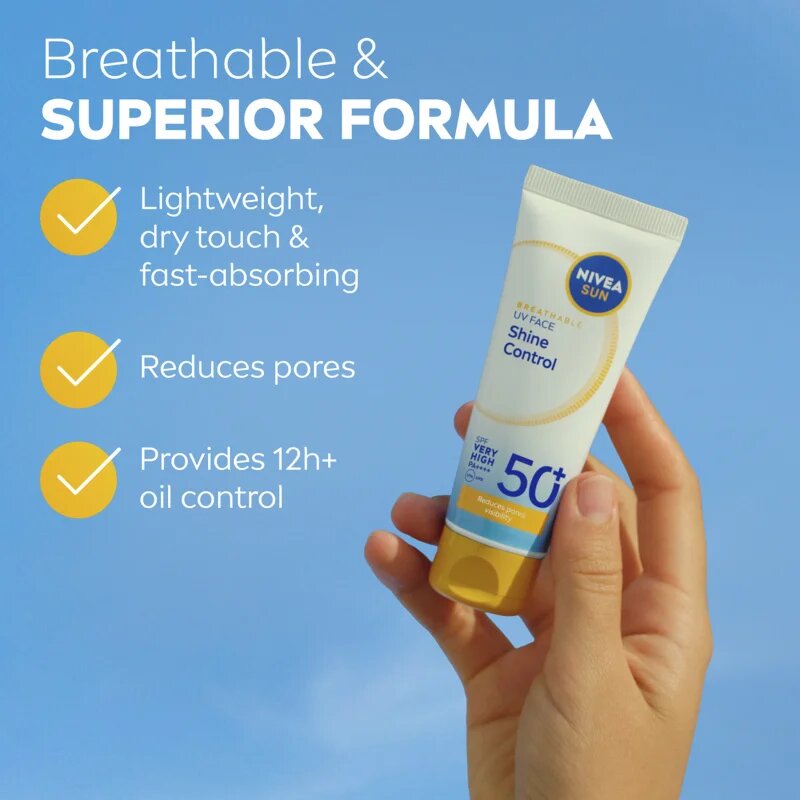 Nivea SUN Shine Control крем за лице за слънчеви бани SPF 50+ SPF 50+ 40 мл.