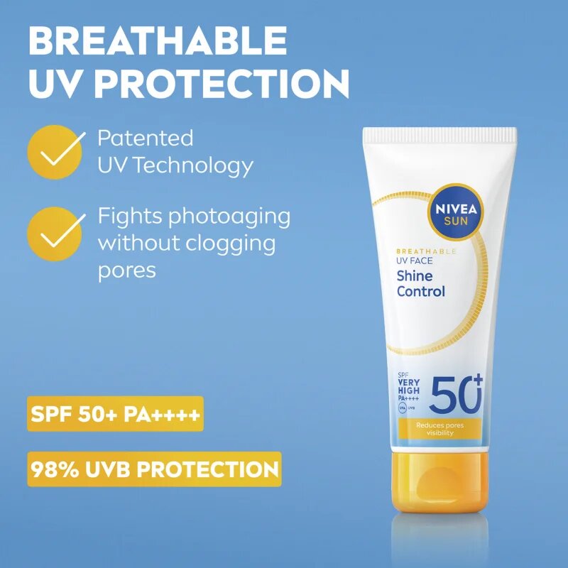 Nivea SUN Shine Control крем за лице за слънчеви бани SPF 50+ SPF 50+ 40 мл.