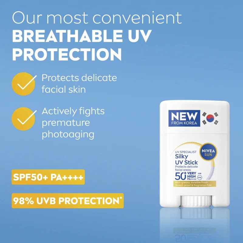 Nivea SUN Silky UV Stick слънцезащитен крем в стик SPF 50+ 15 гр.