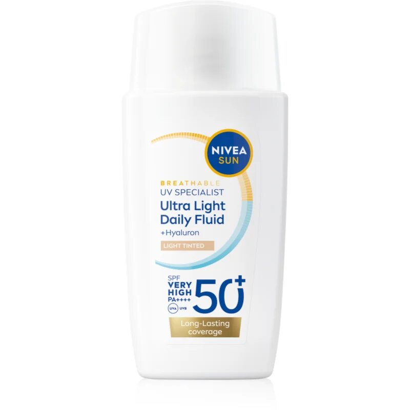 Nivea SUN Ultra Light лек тониращ флуид SPF 50+ цвят Light 40 мл.