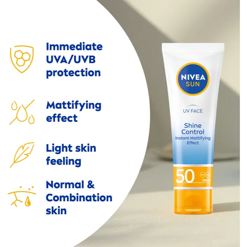 Nivea SUN UV FACE лек матиращ крем за лице за тен SPF 50 50 мл.