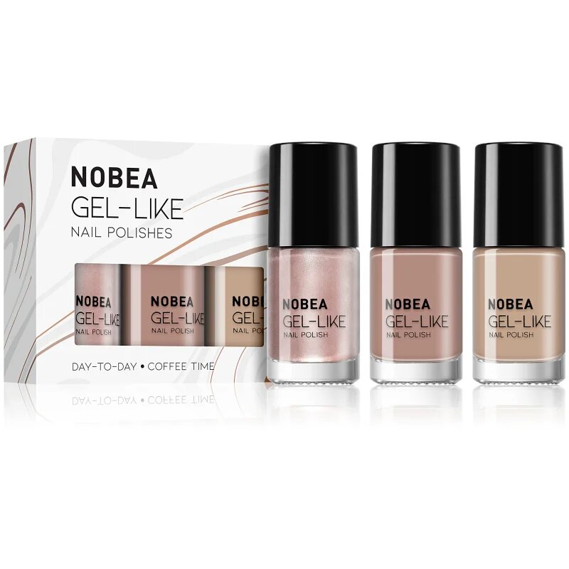 NOBEA Day-to-Day 3-Piece Gel-like Nail Polish set комплект лак за нокти Coffee Time