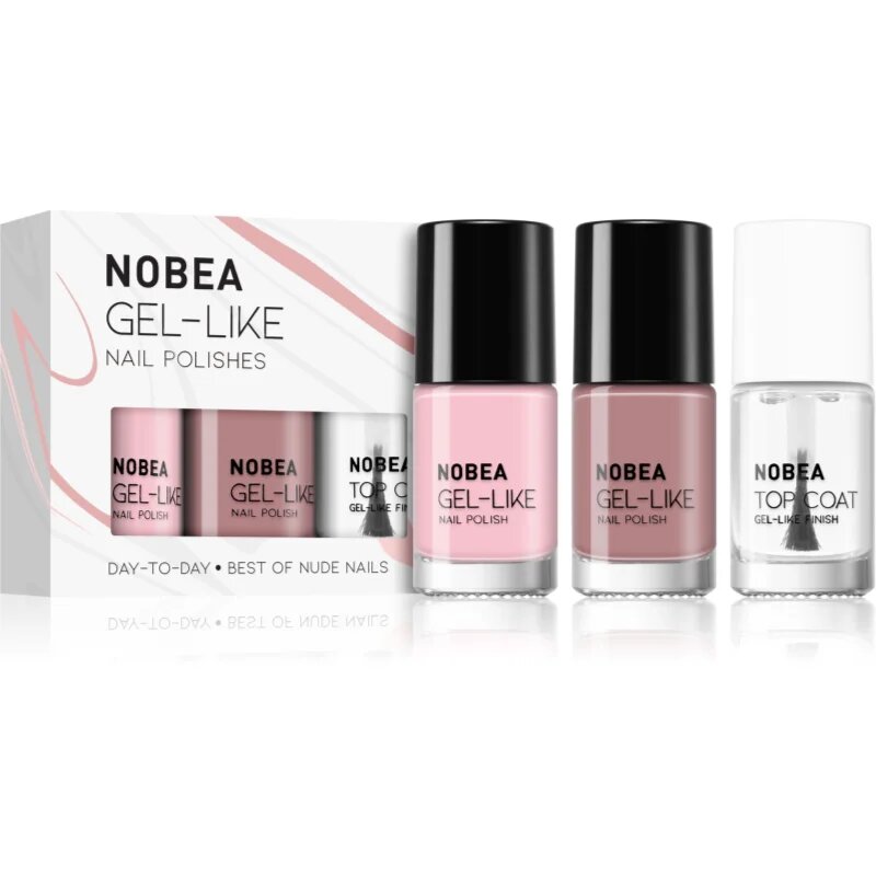 NOBEA Day-to-Day 3-Piece Nail Polish set with Top coat комплект лак за нокти Best of Nude Nails