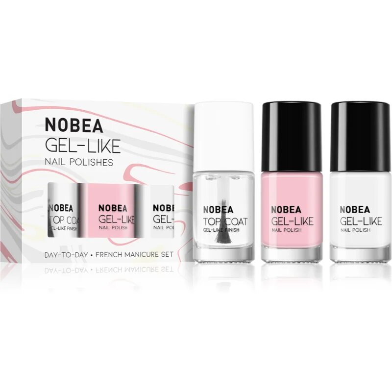 NOBEA Day-to-Day 3-Piece Nail Polish set with Top coat комплект лак за нокти French manicure set