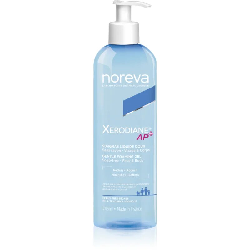 Noreva Xerodiane AP+ Gentle Foaming Gel лек почистващ гел за лице и тяло 745 мл.