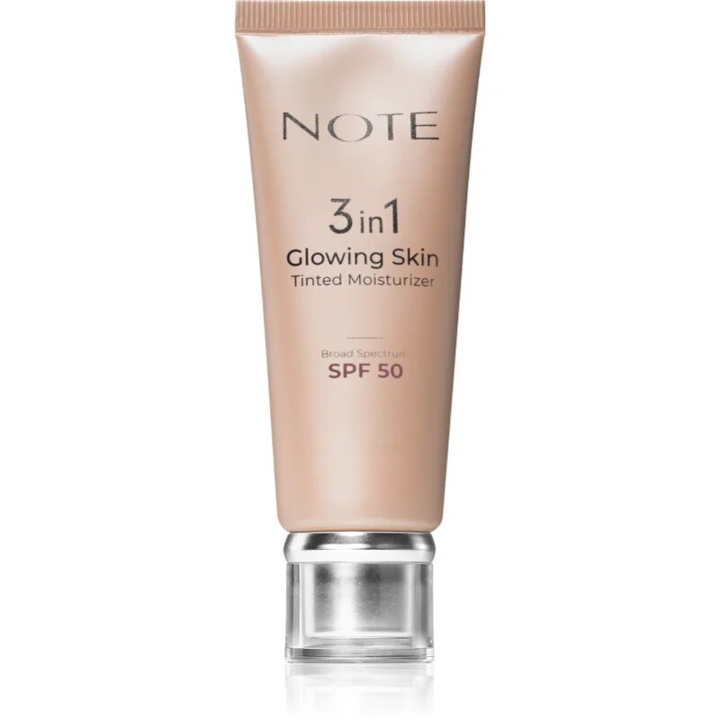 Note Cosmetique 3 in 1 Glowing Skin тониращ хидратиращ крем за озаряване на лицето SPF 50 30 мл.