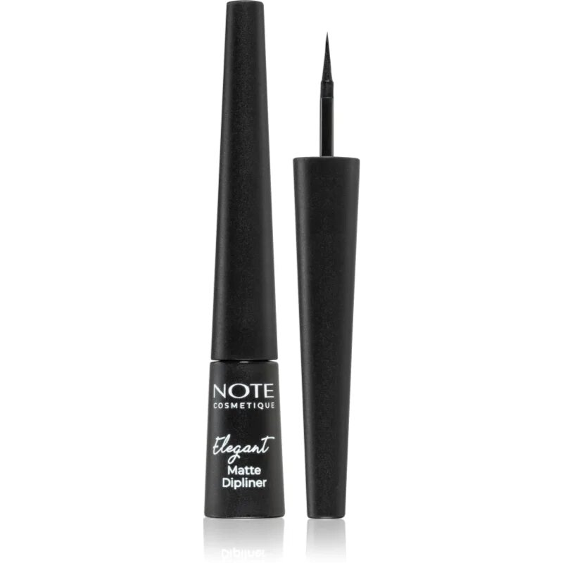 Note Cosmetique Elegant Matte Dipliner течна очна линия с матиращ завършек цвят 01 Coal Black 25 мл.
