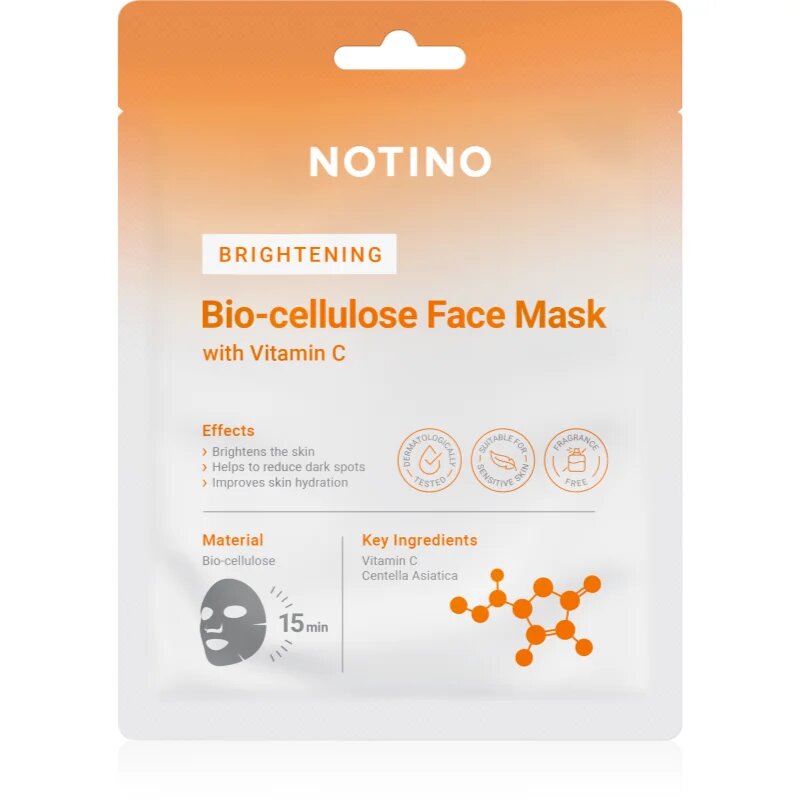 Notino Brightening Bio-Cellulose Face Mask with Vitamin C озаряваща платнена маска 25 гр.