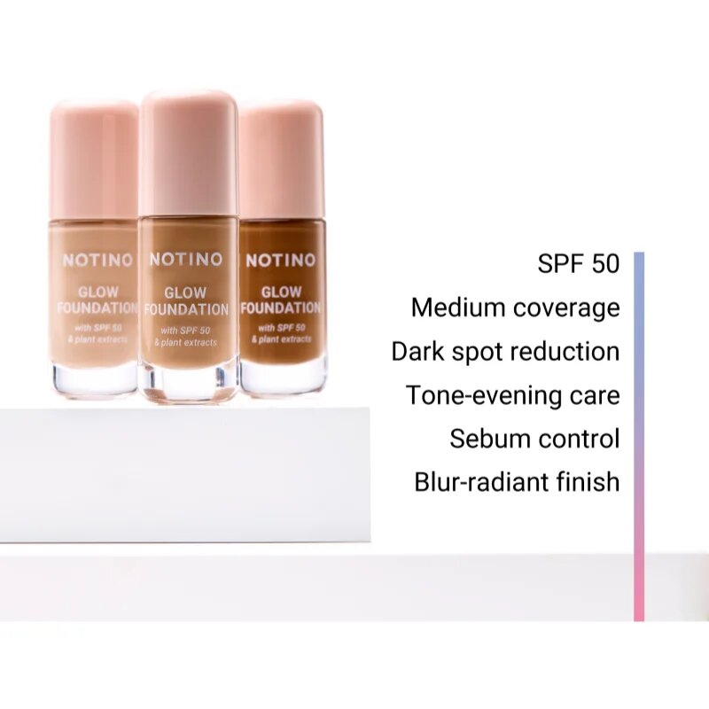 Notino Glow Foundation With SPF 50 & Plant Extracts озаряващ фон дьо тен SPF 50 02 Light Warm 30 мл.