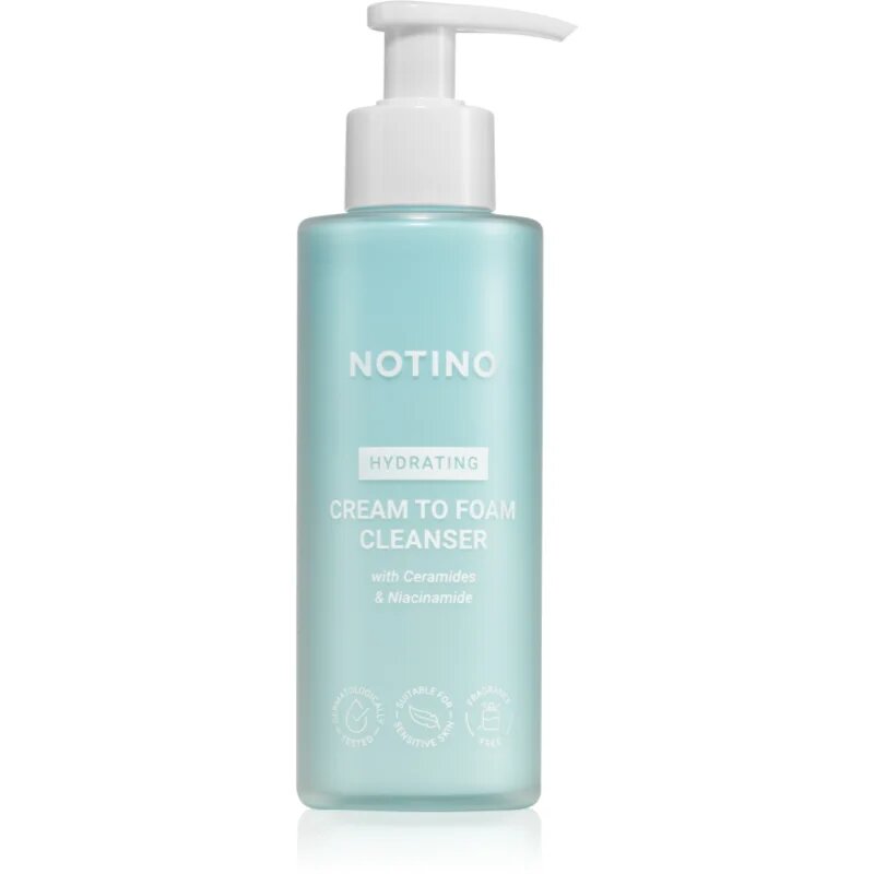 Notino Hydrating Cream to Foam Cleanser with Ceramides & Niacinamide нежен почистващ пенлив крем с хидратиращ ефект 190 мл.