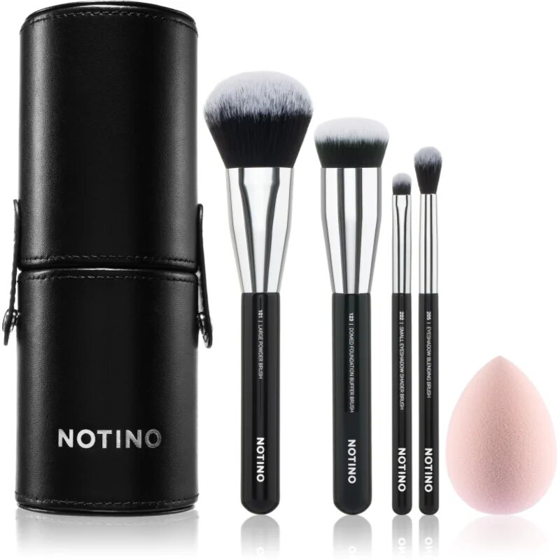 Notino Makeup Brushes Essential Professional Make-Up Brushes & Sponge Set комплкет четки с калъф 5 бр.