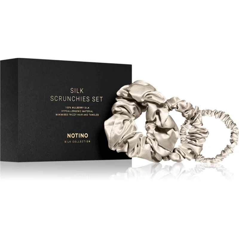 Notino Silk Collection Scrunchie Set комплект копринени ластици за коса цвят Cream