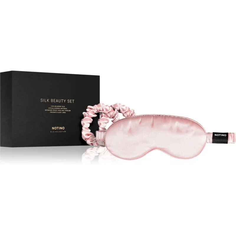 Notino Silk Collection Sleeping mask & Scrunchies Set подаръчен комплект цвят Pink