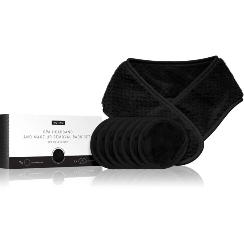 Notino Spa Collection Spa headband and make-up removal pads set комплект за премахване на грим и спа лента за глава Black 7 бр.