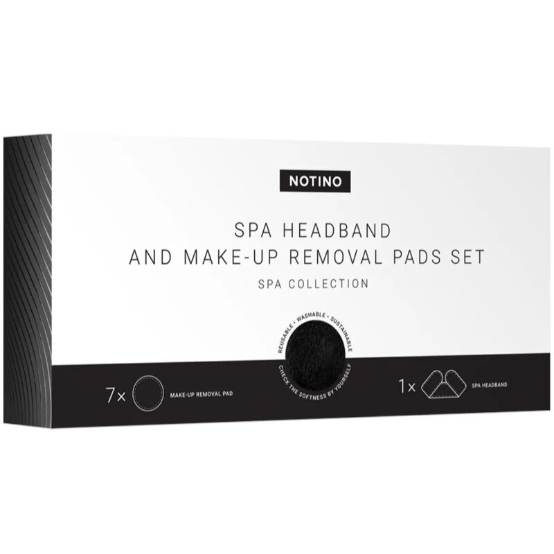 Notino Spa Collection Spa headband and make-up removal pads set комплект за премахване на грим и спа лента за глава Black 7 бр.