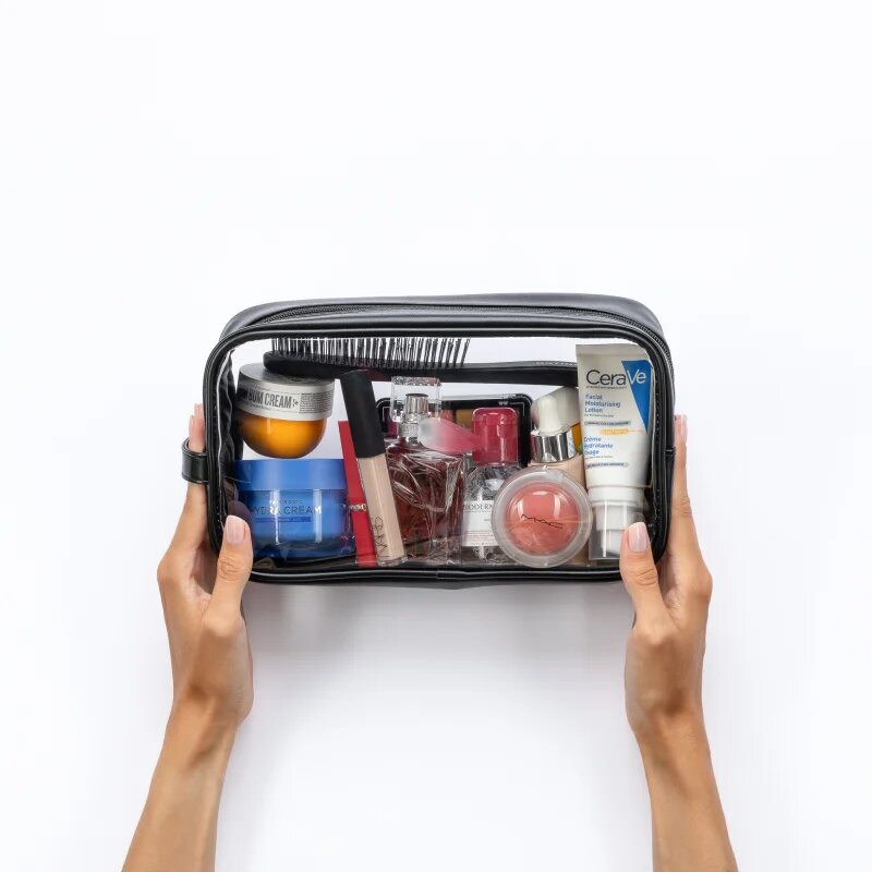 Notino Travel Collection Large Clear Organizer прозрачна козметична чантичка L Black 26x14x85 cm 1 бр.