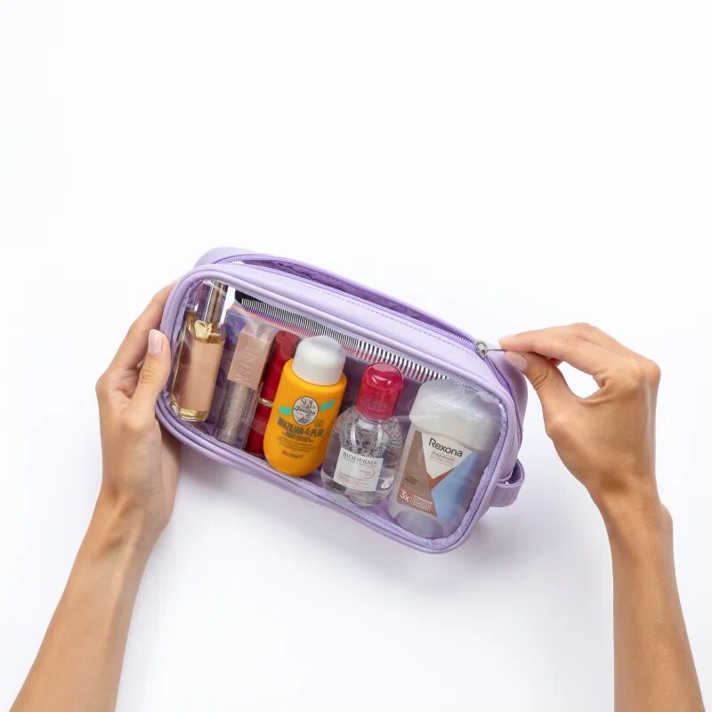 Notino Travel Collection Medium Clear Organizer прозрачна козметична чантичка M Purple 24x125x5 cm 1 бр.