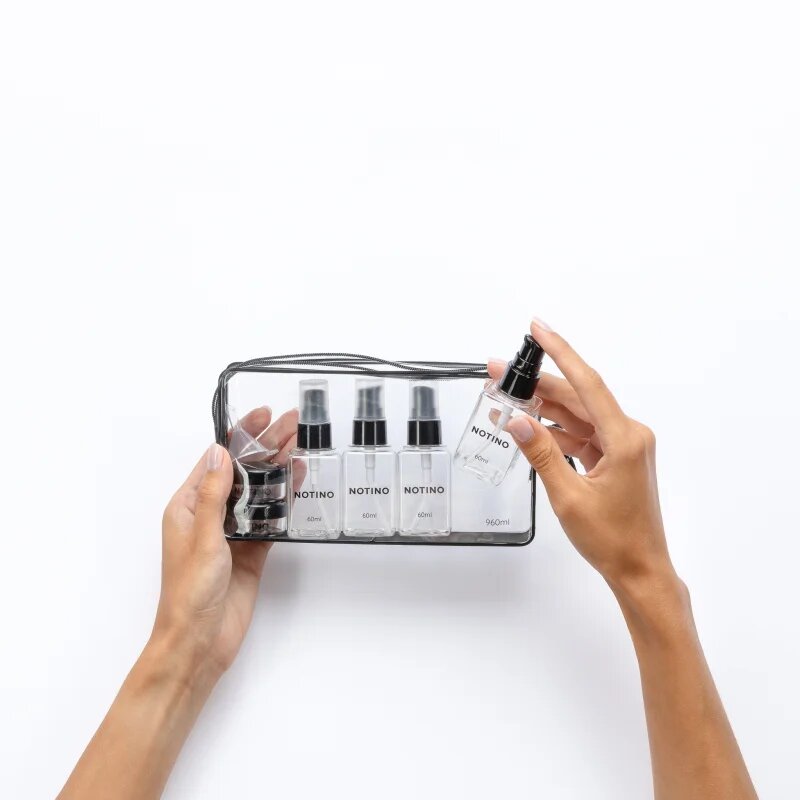 Notino Travel Collection Travel Bottle Set контейнери за пътуване за многократна употреба Black
