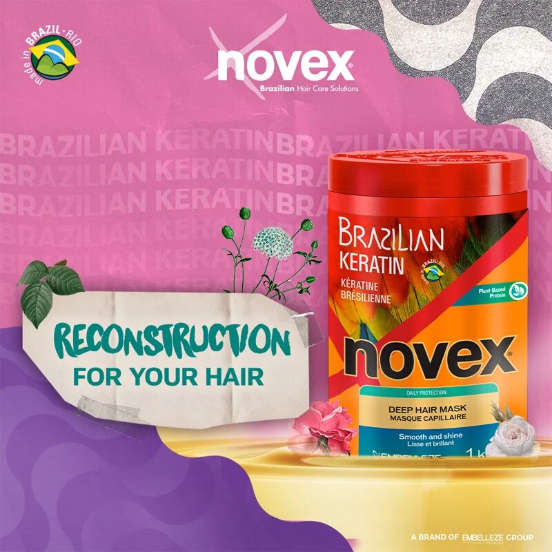 Novex Brazilian Keratin възстановяваща маска за увредена коса 400 гр.